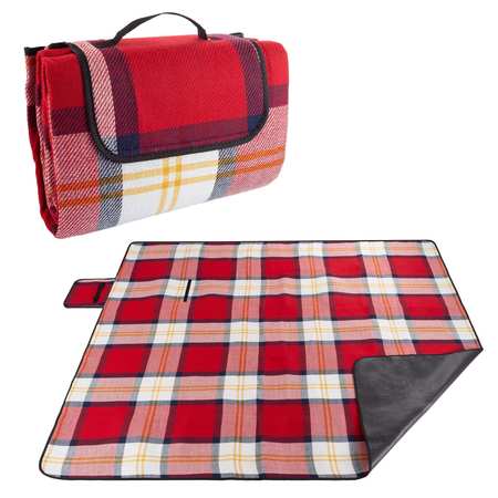 WAKEMAN Picnic Blanket with Foam Padding - Waterproof and Foldable Mat for Camping by Red Plaid 75-CMP1101